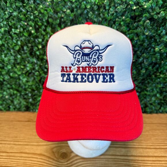 Bun Bs All American Takeover Trucker Hat Houston Adult Cap Red White Blue - Picture 1 of 7